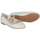 Girls Silver Diamante Bow Shoes, 3, hi-res