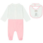Baby Girls White & Pink Babygrow Set, 1, hi-res