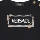 Girls Black Logo Dress, 1, hi-res