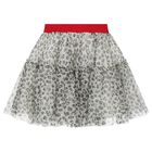 Girls Ivory Leopard Tulle Skirt, 1, hi-res