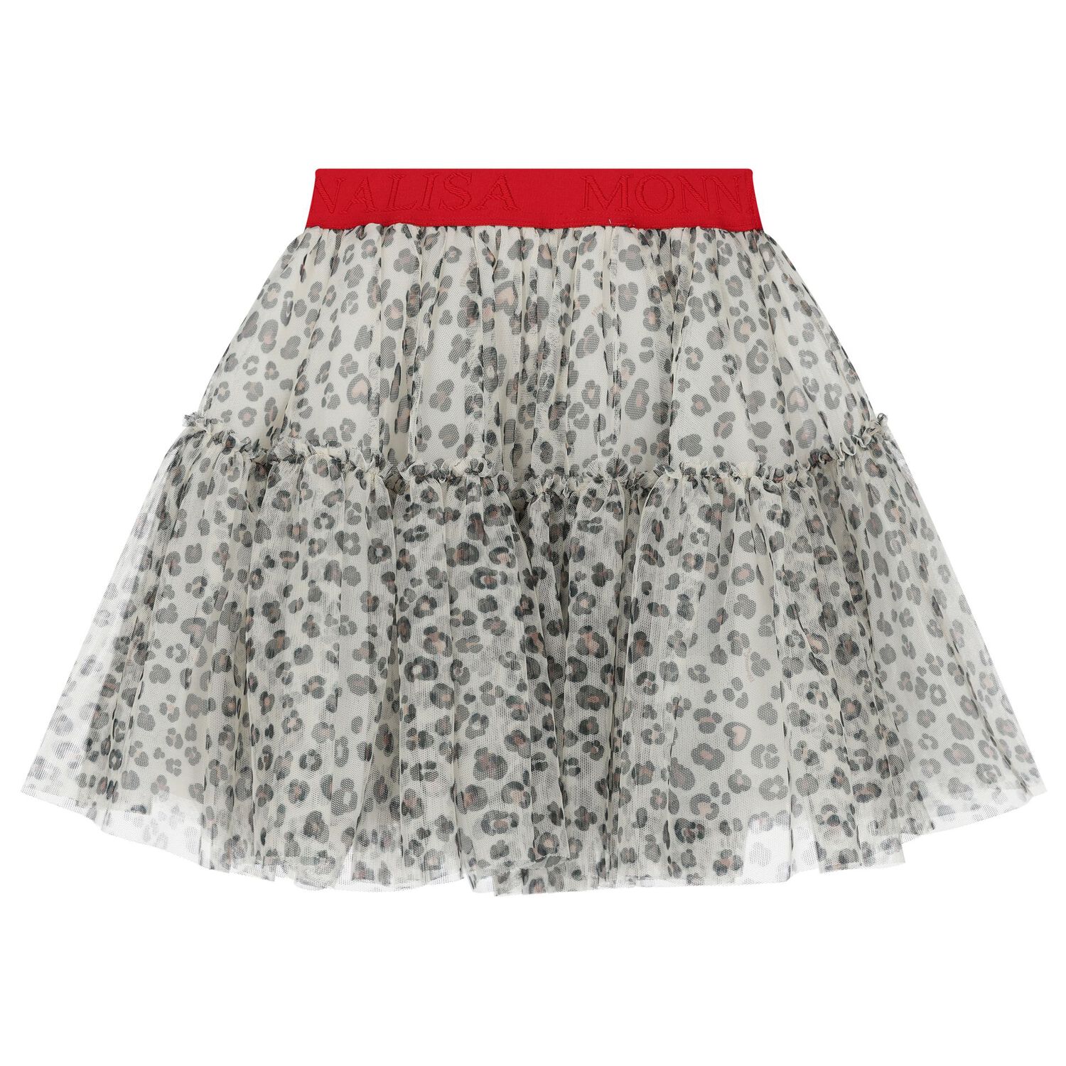 Girls Ivory Leopard Tulle Skirt, 1, hi-res image number null