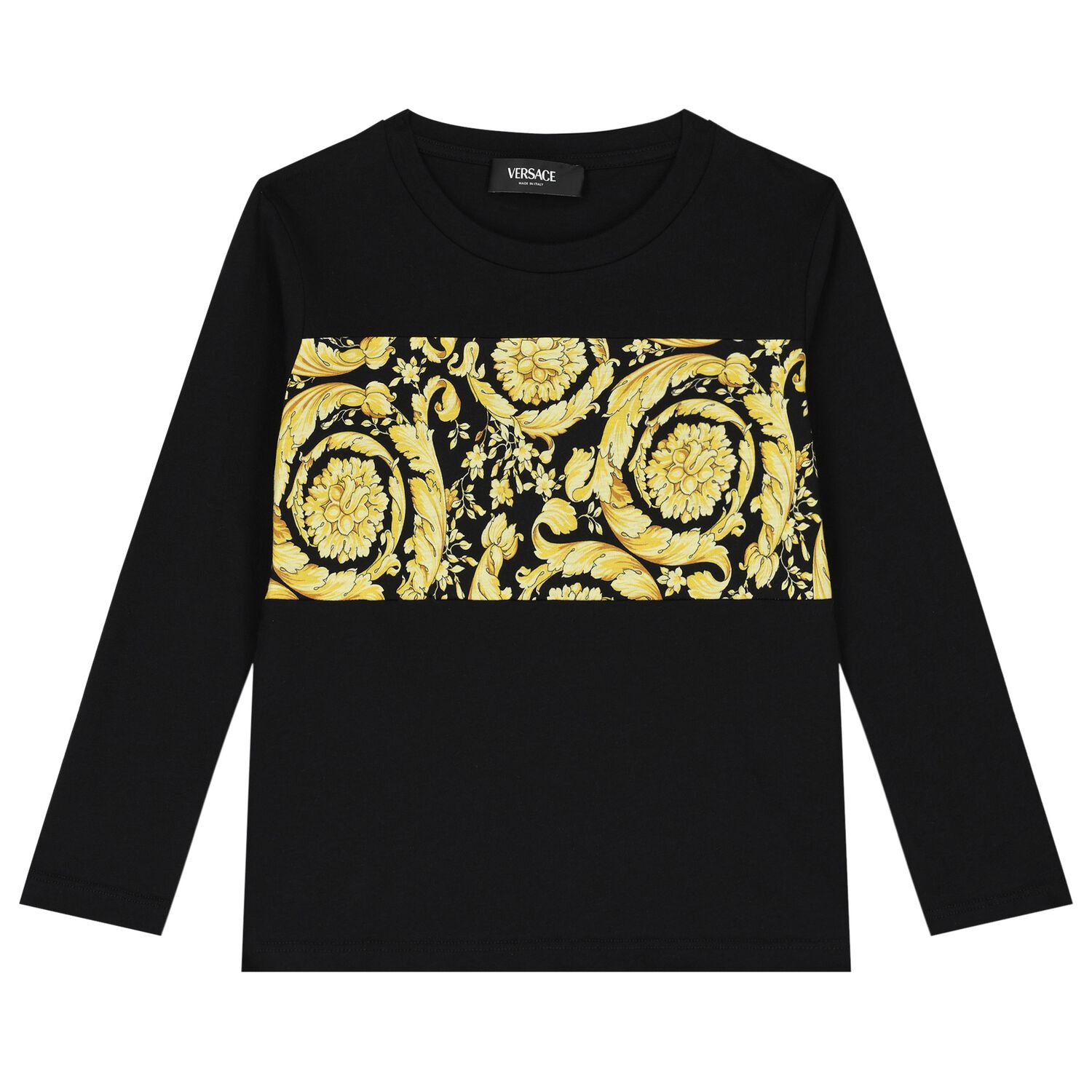 Boys Black Barocco Long Sleeve Top, 1, hi-res