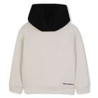 Boys Beige & Black Logo Hooded Top, 1, hi-res