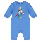 Baby Boys Blue Polo Bear Romper, 1, hi-res