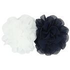Girls White & Navy Blue Flower Hair Clip, 2, hi-res
