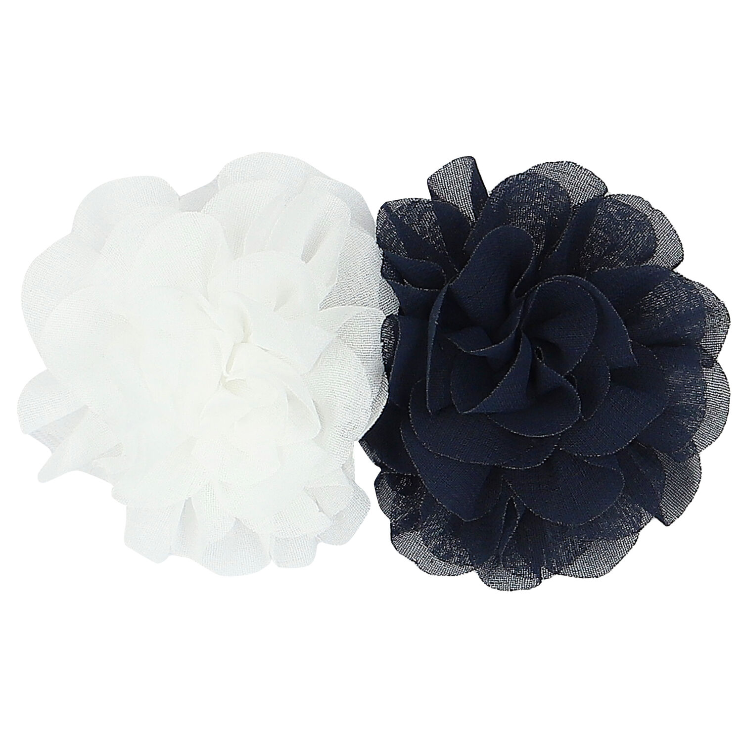 Girls White & Navy Blue Flower Hair Clip, 2, hi-res