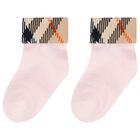 Baby Girls Pink & Beige Check Socks ( 2-Pack ), 1, hi-res