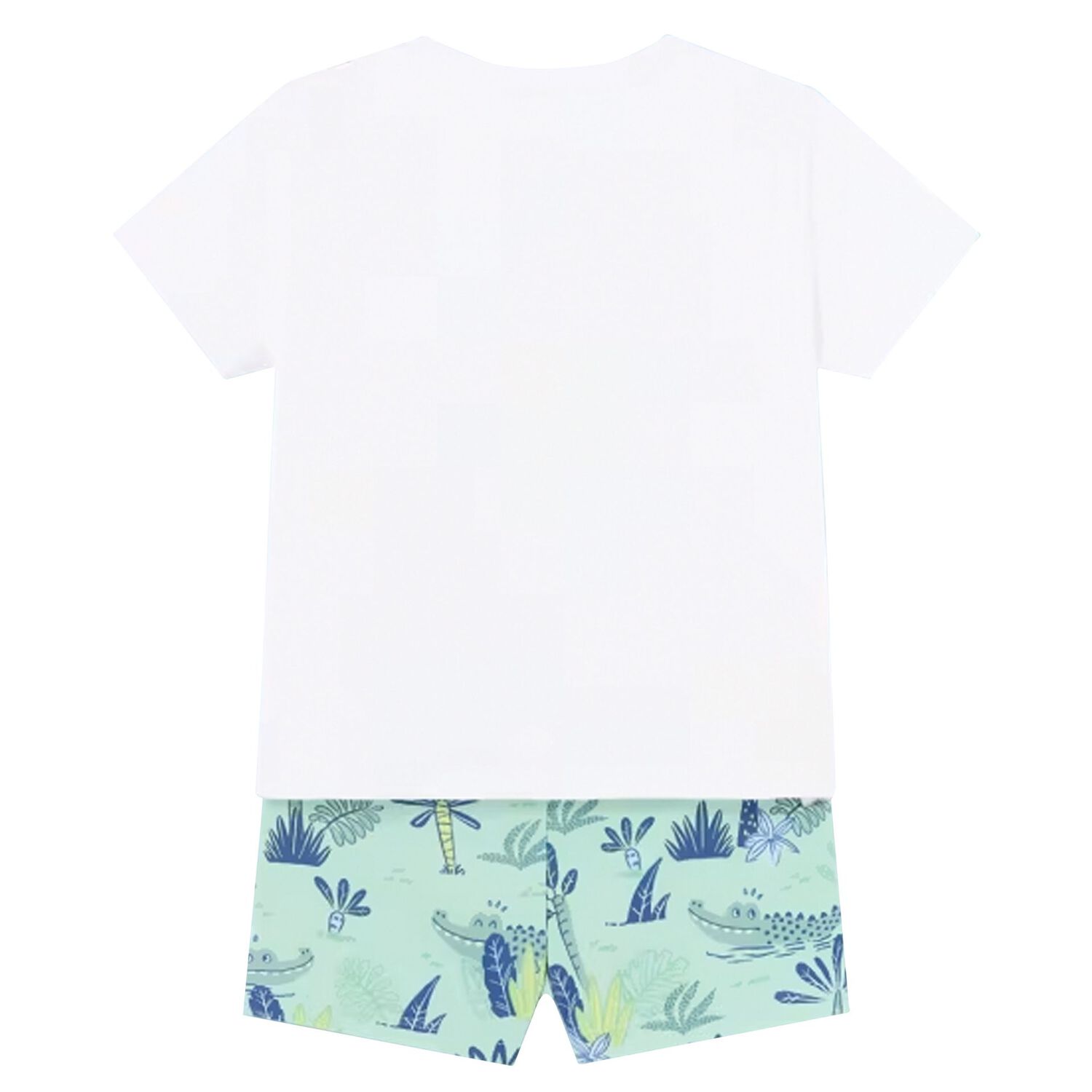 Younger Boys White & Aqua Crocodile Swim Shorts Set, 1, hi-res image number null
