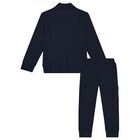 Boys Navy Blue Logo Tracksuit, 2, hi-res