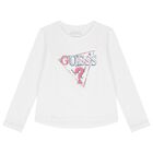 Girls White Logo Long Sleeve Top, 1, hi-res