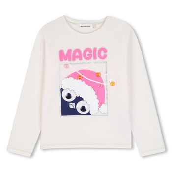 Girls Ivory Glittery Long Sleeve Top