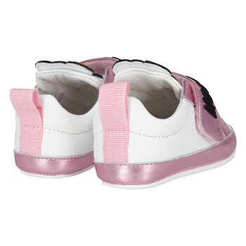 Baby Girls Pink & White Teddy Bear Pre Walker Shoes