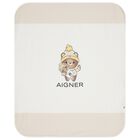Ivory & Beige Teddy Bear Logo Baby Blanket, 1, hi-res