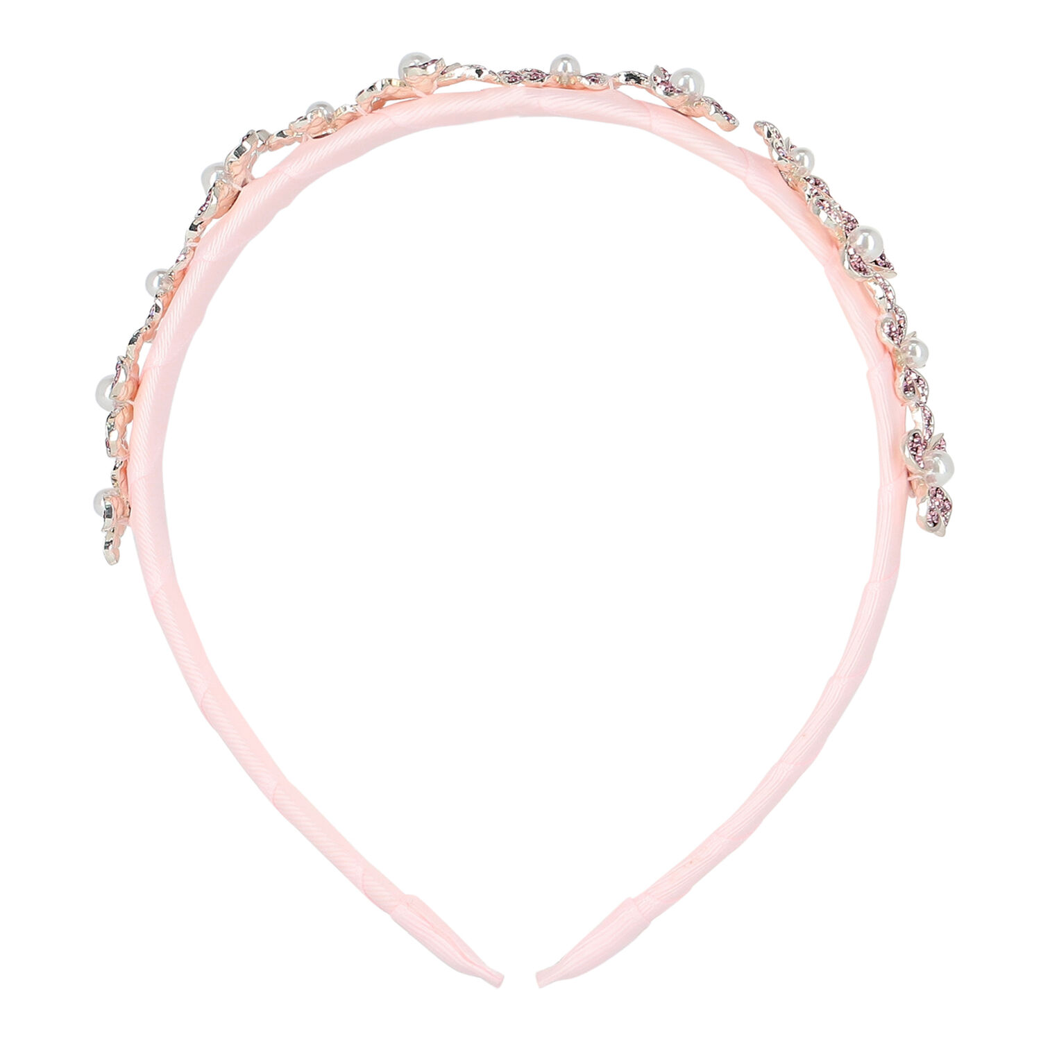 Girls Pink Velvet Embellished Headband, 1, hi-res image number null