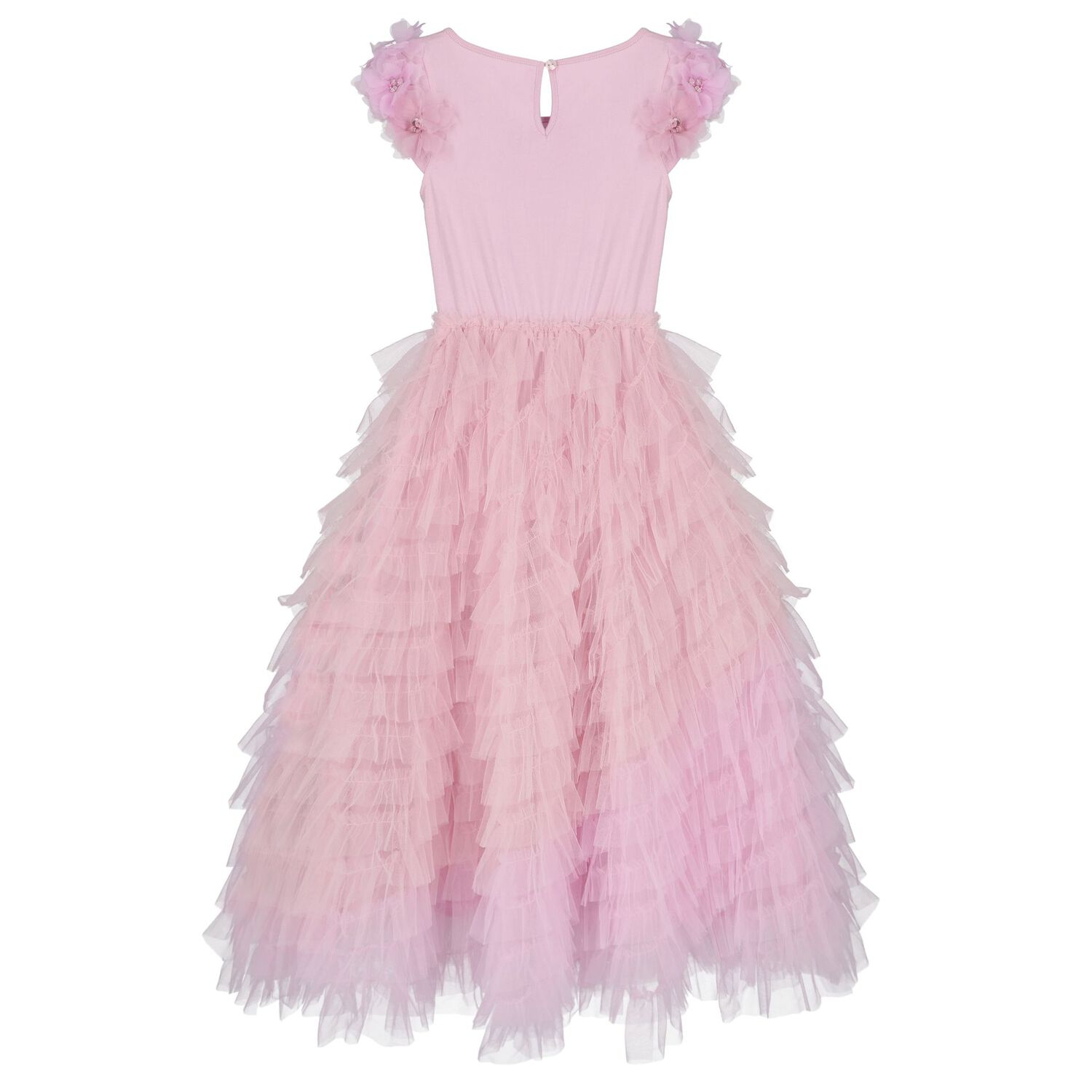 Girls Pink & Lilac Floral Embellished Tulle Dress, 1, hi-res