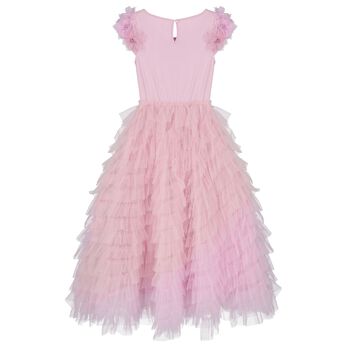 Girls Pink & Lilac Floral Embellished Tulle Dress