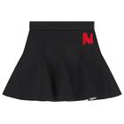Girls Black Logo Scuba Pleated Skirt, 1, hi-res