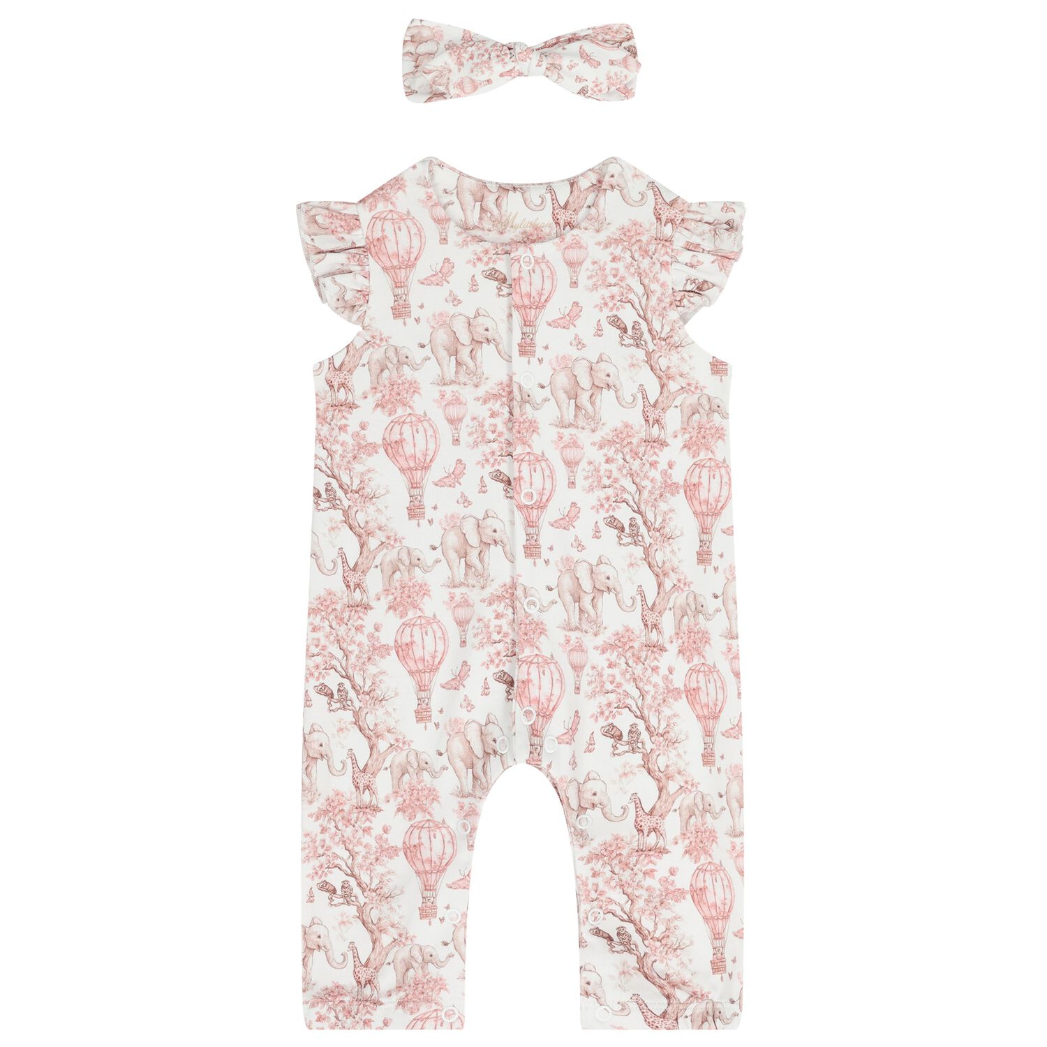 Baby Girls White & Pink Africa Babygrow Gift Set  , 1, hi-res