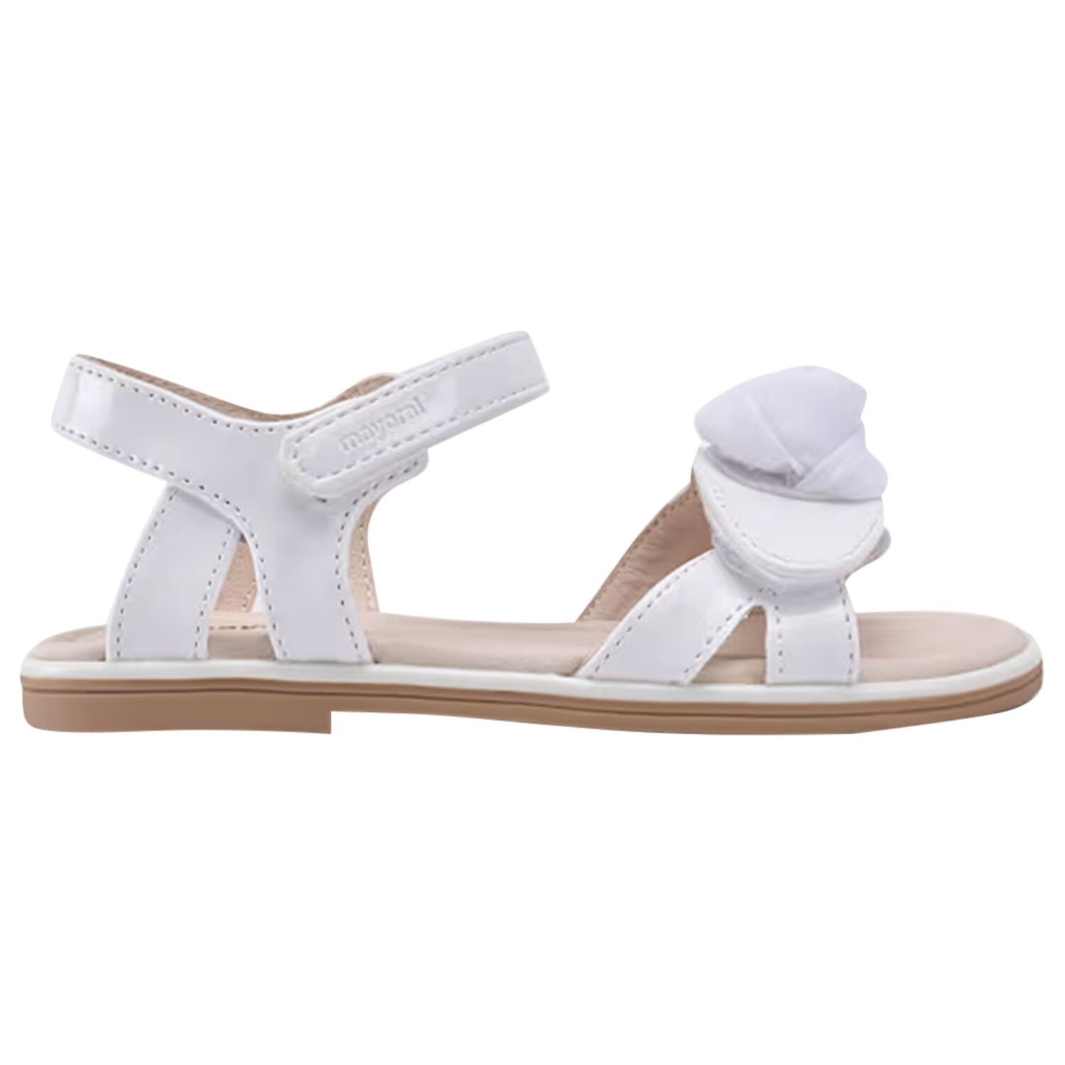 Girls White Logo Flower Sandals , 1, hi-res
