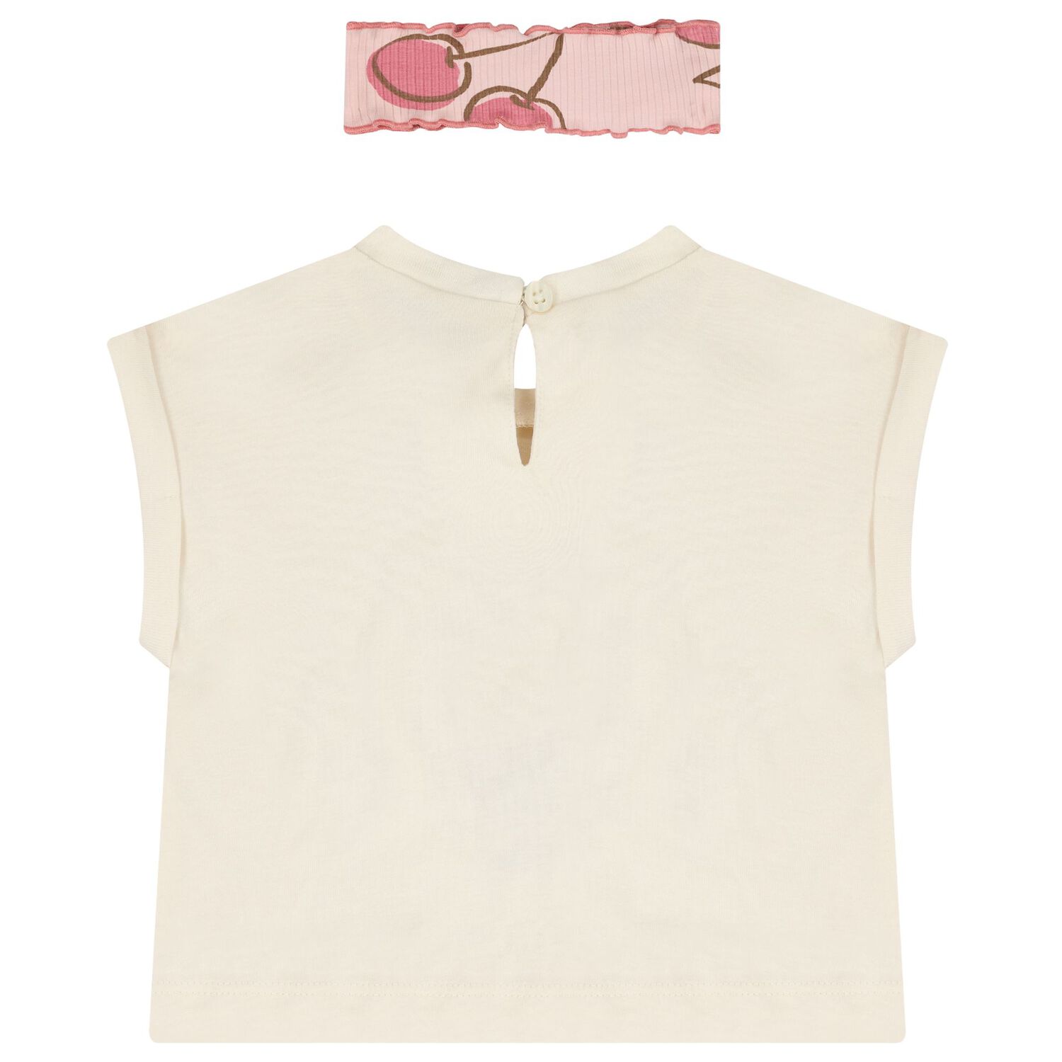 Younger Girls Ivory & Pink Cherry T-Shirt Set, 1, hi-res