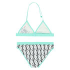 Girls White & Green Logo Bikini, 1, hi-res