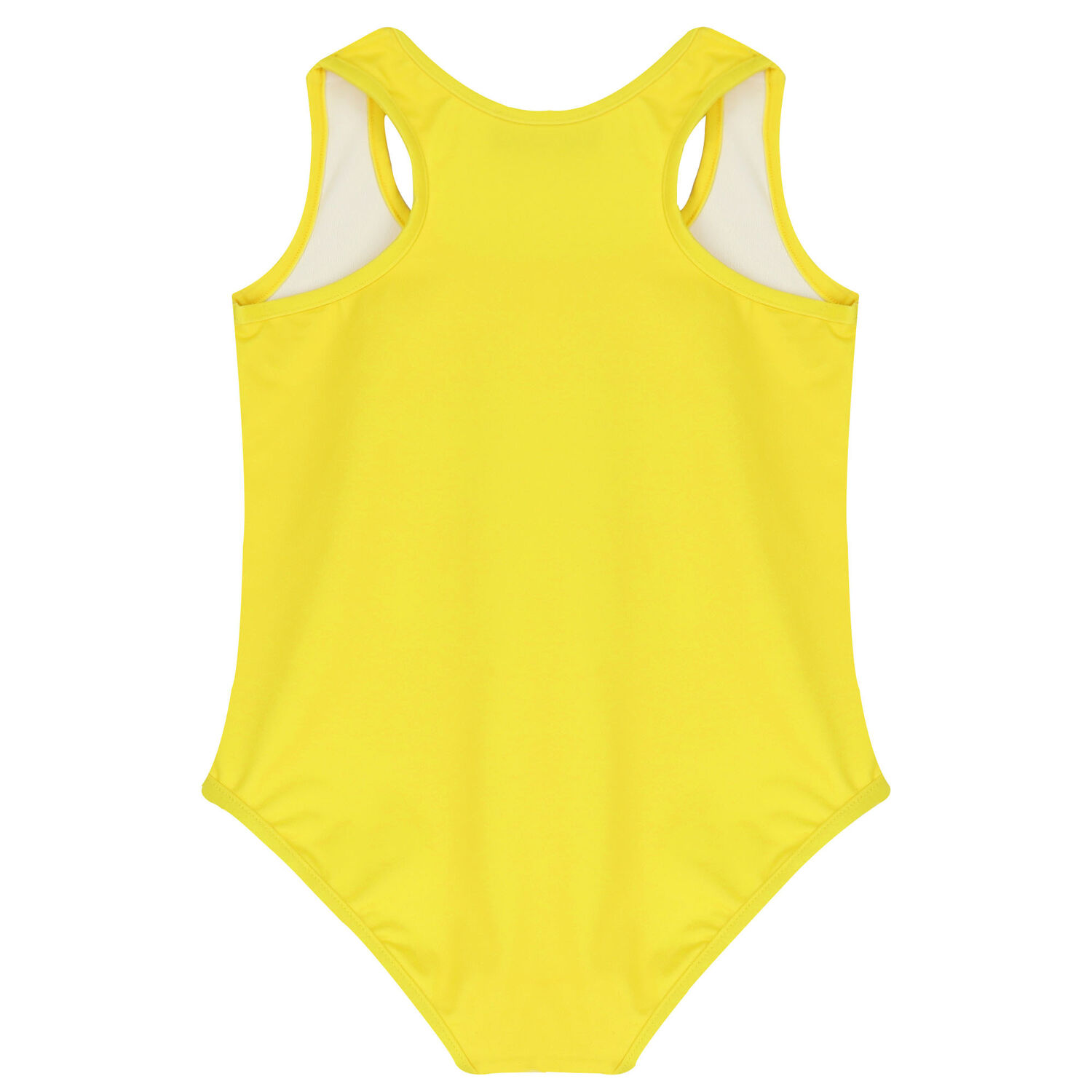 Girls Yellow Teddy Logo Swimsuit, 1, hi-res