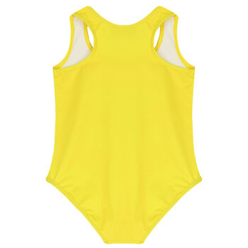 Girls Yellow Teddy Logo Swimsuit