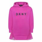 Girls Pink Hooded Logo Dress, 1, hi-res