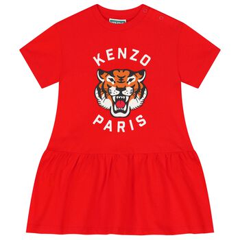 Younger Girls Red Tiger Logo Dress