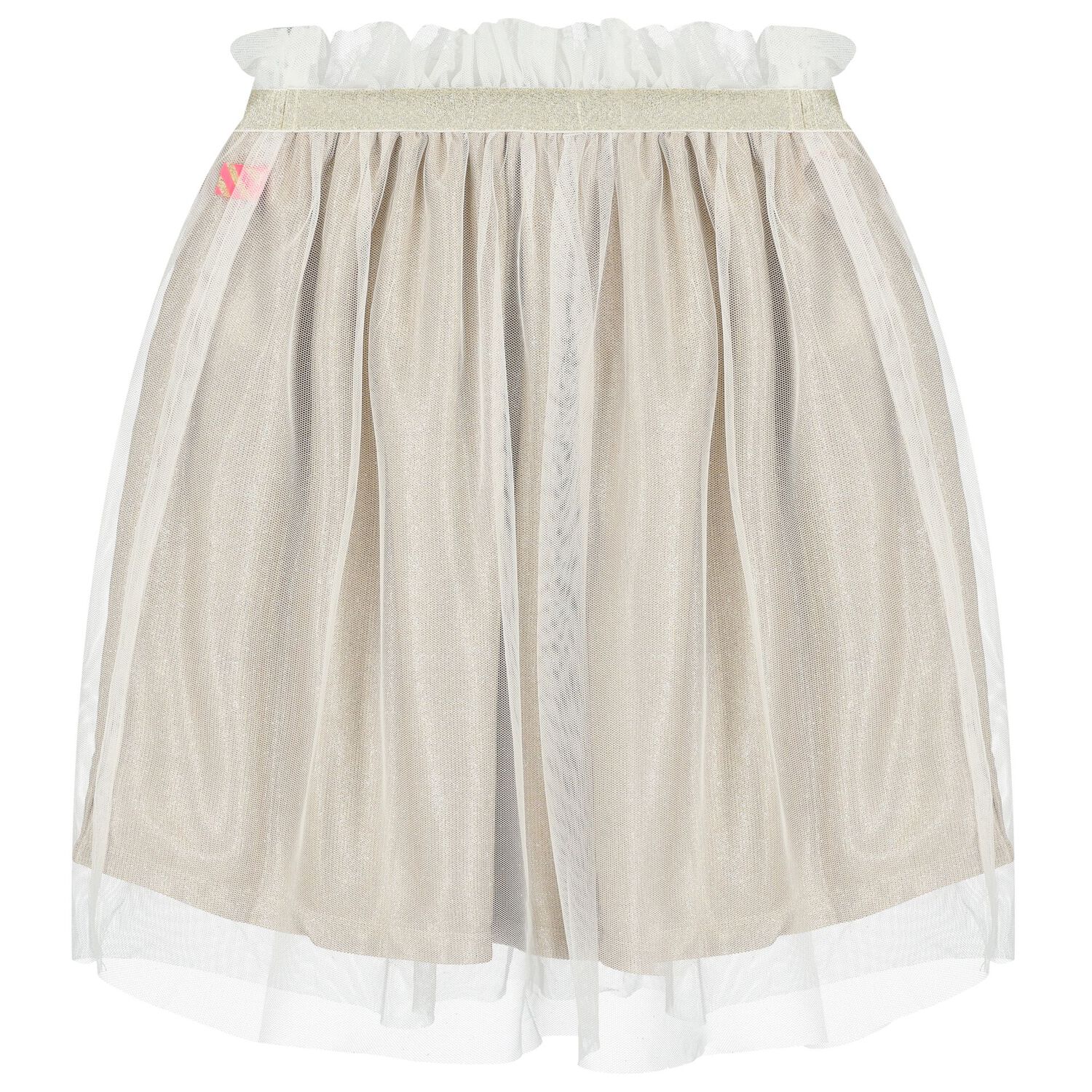 Girls Beige Logo Tulle Skirt, 1, hi-res image number null