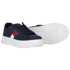 Boys Navy Blue Logo Trainers, 2, hi-res