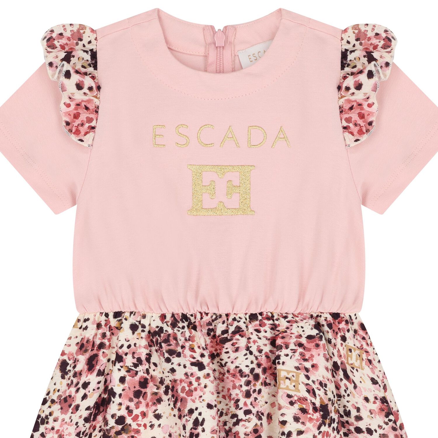 Younger Girls Pink Logo Ruffled Dress, 2, hi-res