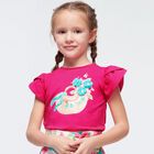 Girls Pink Flower & Bag T-Shirt, 1, hi-res