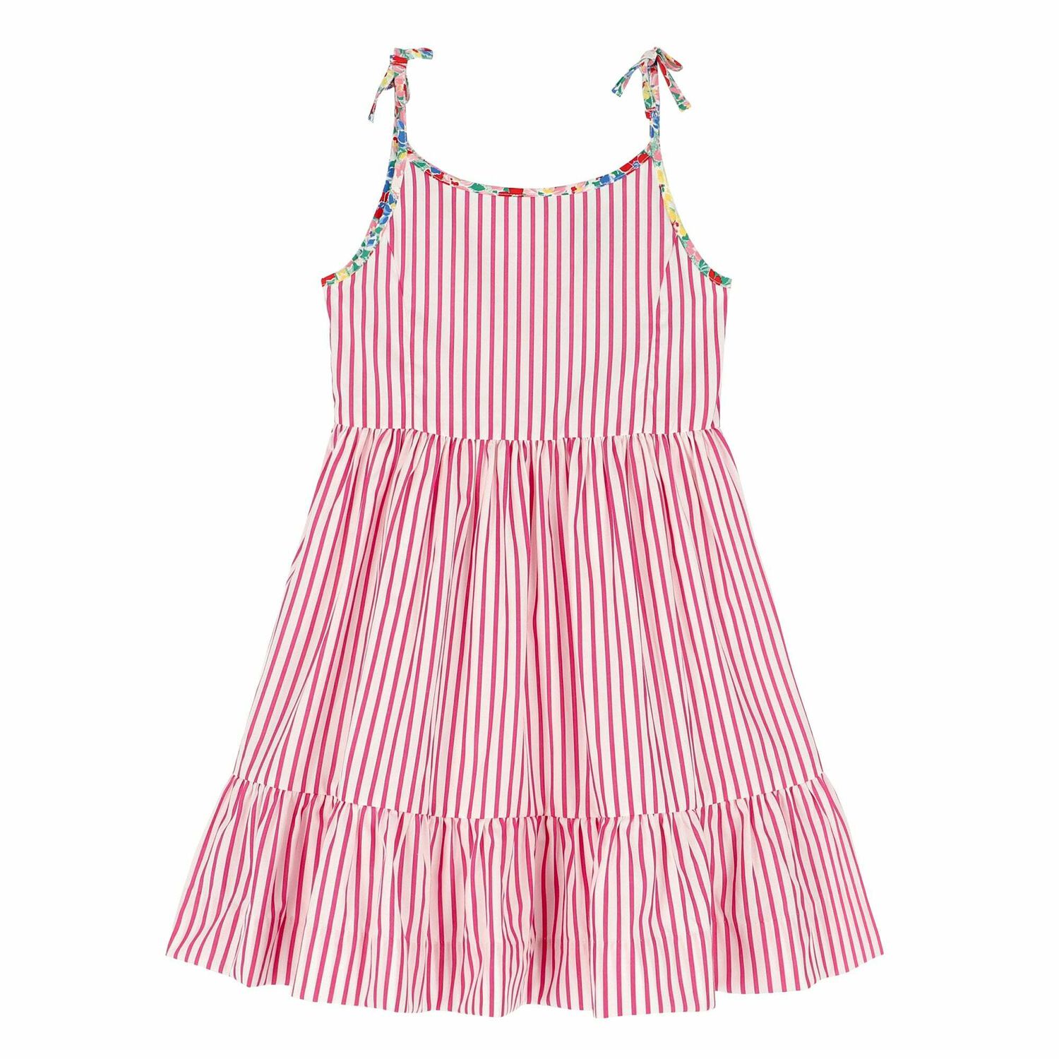 Girls Pink & White Sleeveless Dress, 1, hi-res