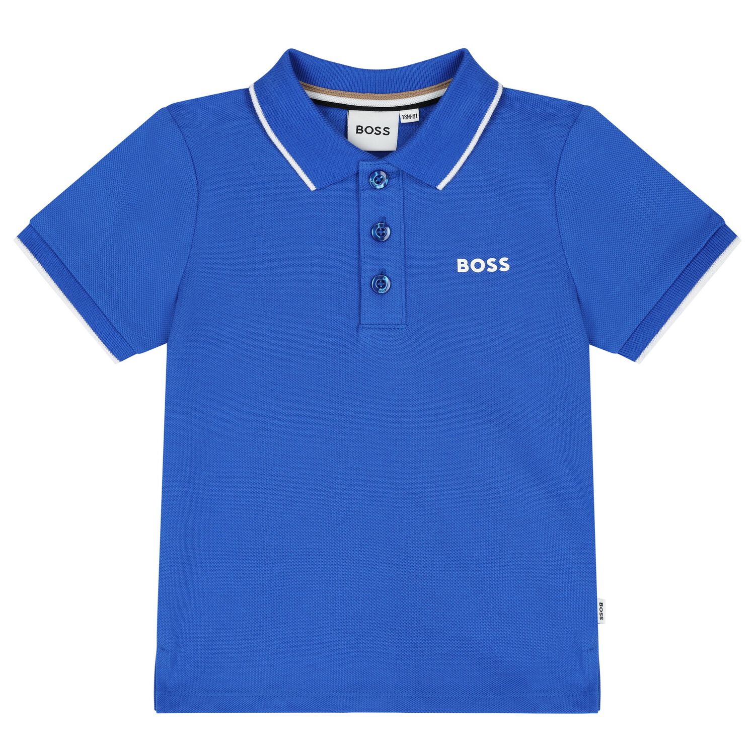Younger Boys Blue Logo Polo Shirt, 1, hi-res