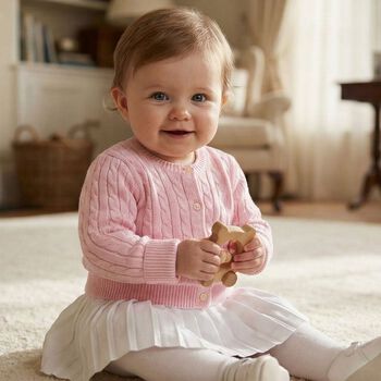 Baby Girls Pink Logo Cable Knit Cardigan