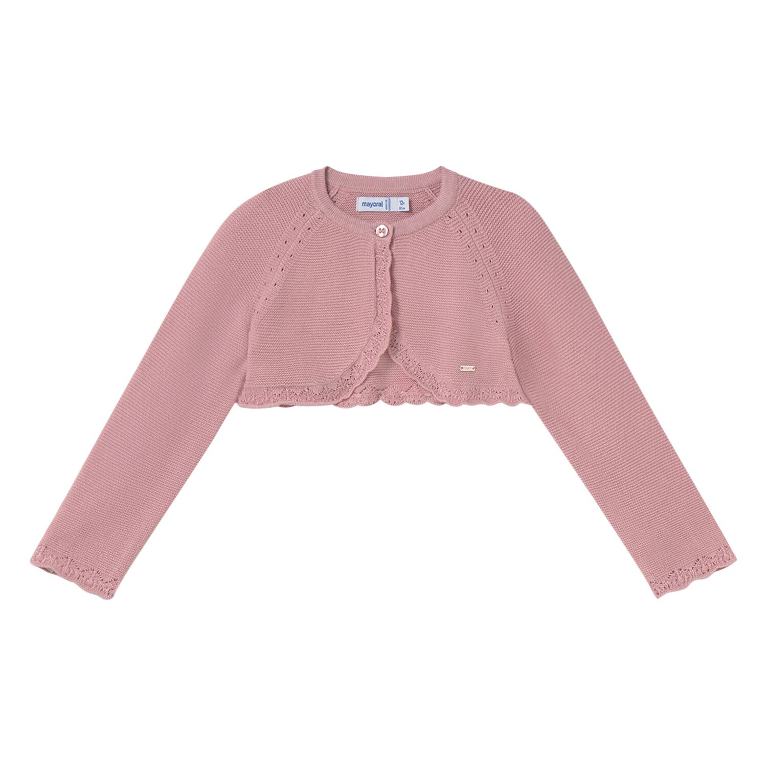 Younger Girls Pink Knitted Cardigan, 2, hi-res