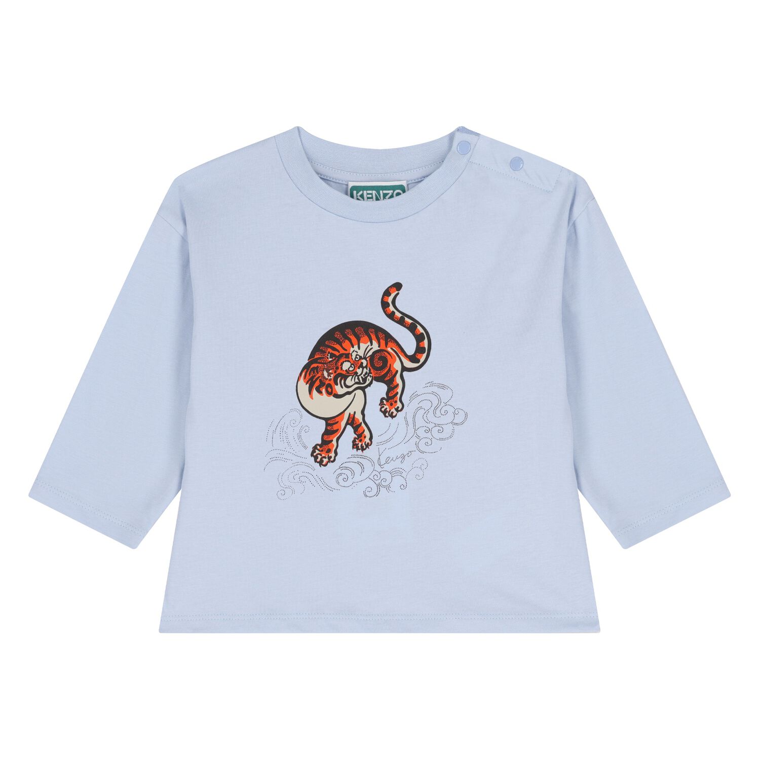 Younger Boys Blue Tiger Long Sleeve Top, 1, hi-res