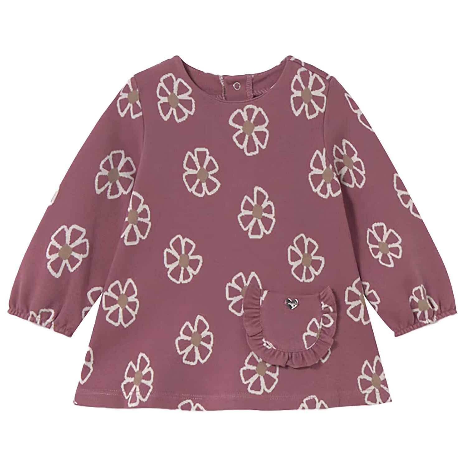 Younger Girls Pink Floral Dress, 2, hi-res