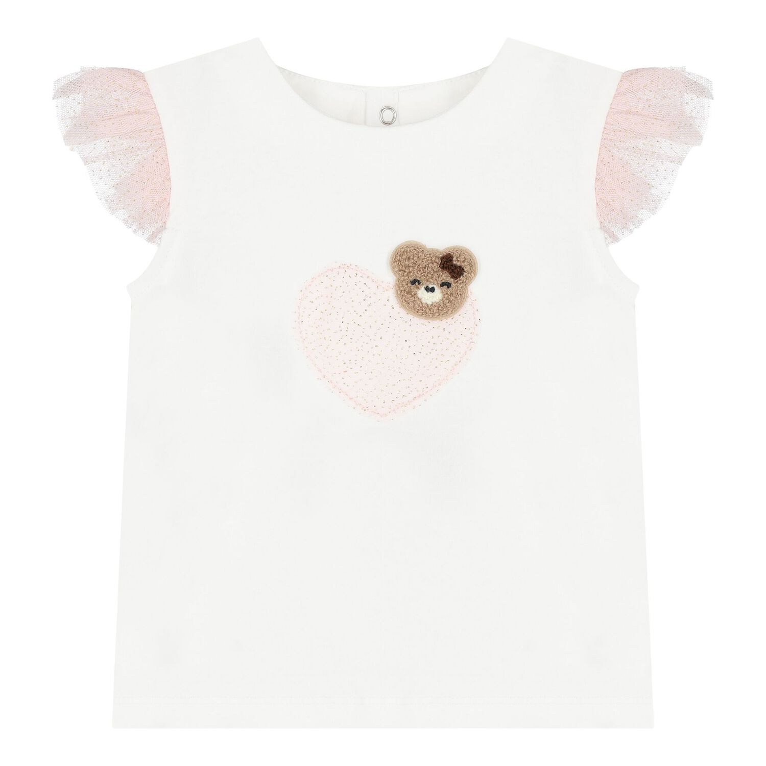 Baby Girls White & Pink Tulle Skirt Set, 2, hi-res