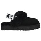 Girls Black Funkette Suede Slippers, 1, hi-res