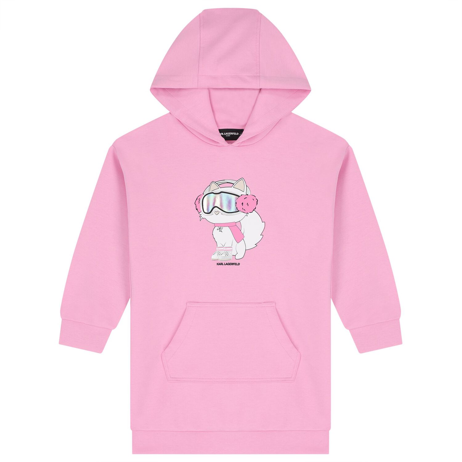 Girls Pink Choupette Hooded Dress, 1, hi-res