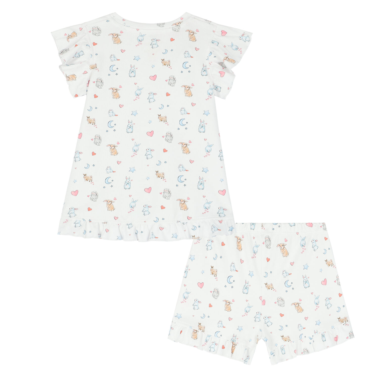 Girls White Bunny Pyjama, 1, hi-res