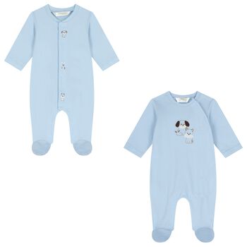 Baby Boys Blue Babygrow ( 2-Pack )