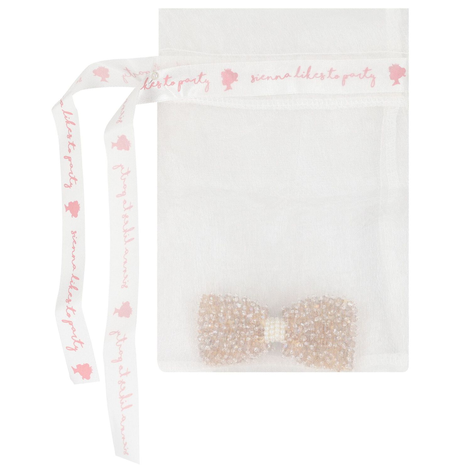 Girls Beige Embellished Bow Hair Clip, 1, hi-res image number null