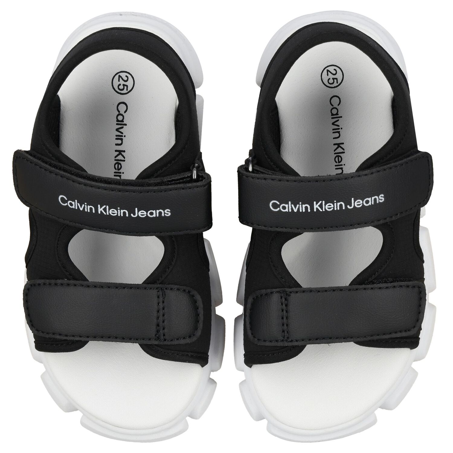 Younger Boys Black & White Logo Sandals, 2, hi-res image number null