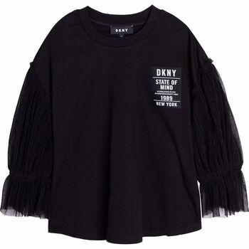 Girls Black Logo Top