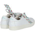 Girls White Leather Trainers, 1, hi-res