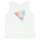 Girls White Logo Sleeveless Top, 1, hi-res