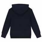 Boys Navy Logo Knitted Hooded Top, 1, hi-res